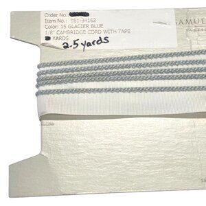 Samuel & Sons 2.5 Yards 1/8″ Cambridge Cord with Tape 15 Glacier Blue Trimming